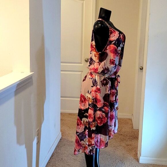 MIIE GABRIELLE MULTI-COLOR FLORAL PRINT DESIGN ROUNDNECK LINE SLEEVELESS DRESS - Picture 5 of 16